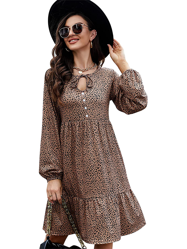 Womens puff long Sleeve Tunic Dress