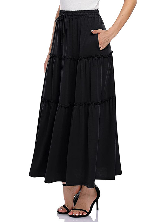 Womens High Waisted Long Skirts