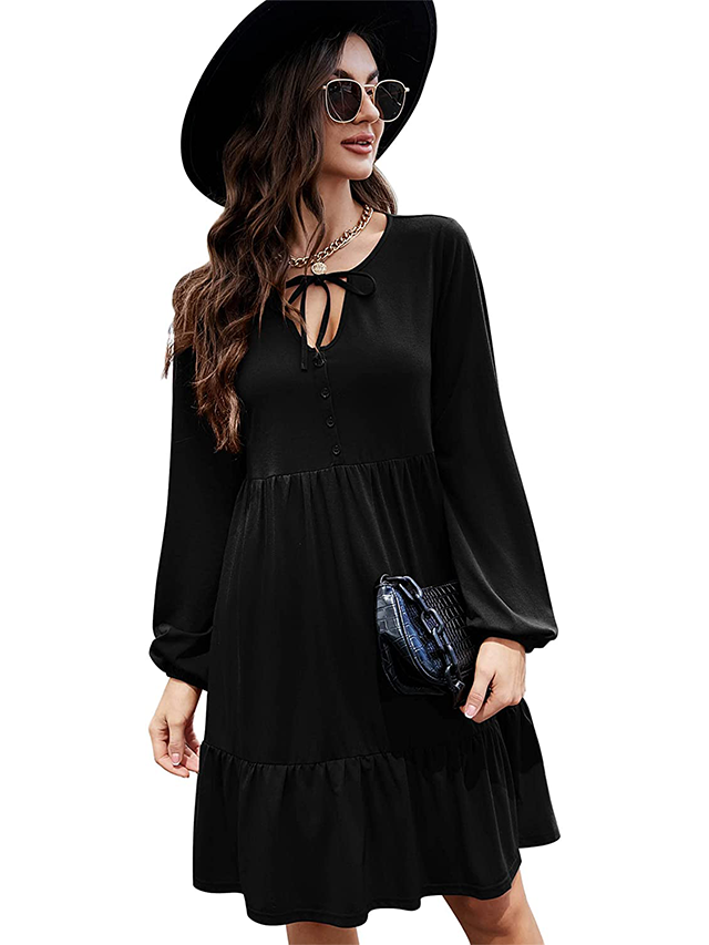 Womens puff long Sleeve Tunic Dress