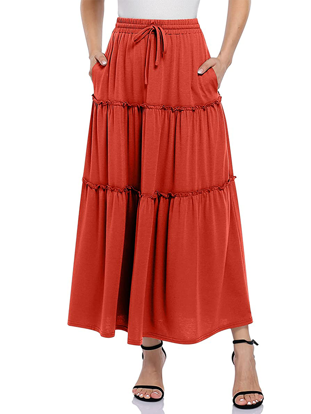 Womens High Waisted Long Skirts