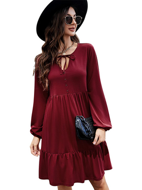 Womens puff long Sleeve Tunic Dress