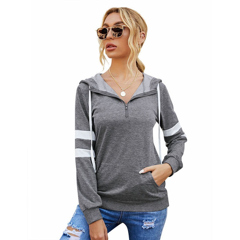 Pullover Hoodies Sweatshirt Lapel Drawstring Tops