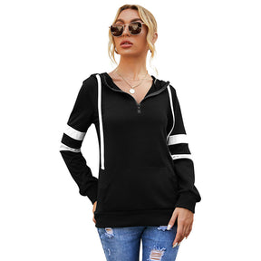 Pullover Hoodies Sweatshirt Lapel Drawstring Tops