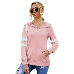 Pullover Hoodies Sweatshirt Lapel Drawstring Tops